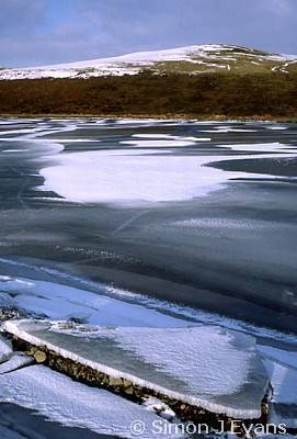 Ice on Llyn Clywedog near Llanidloes, March 1986