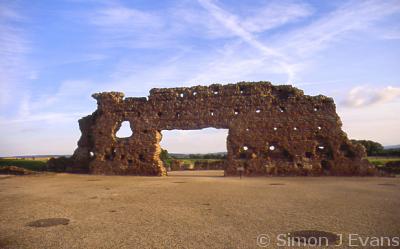 The dividing wall at the Roman town ruins at Wroxeter, Viroconium