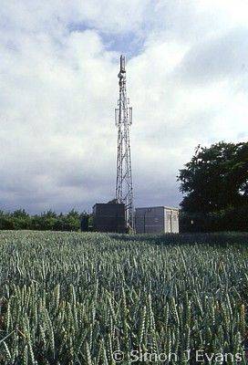 Mobile phone mast in a field by the Severn Way at Montford Bridge
