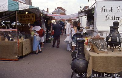 Open air market in the square at Ludlow