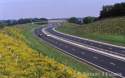 The A5 dual carriageway bypass around Nesscliffe, opened in 2003